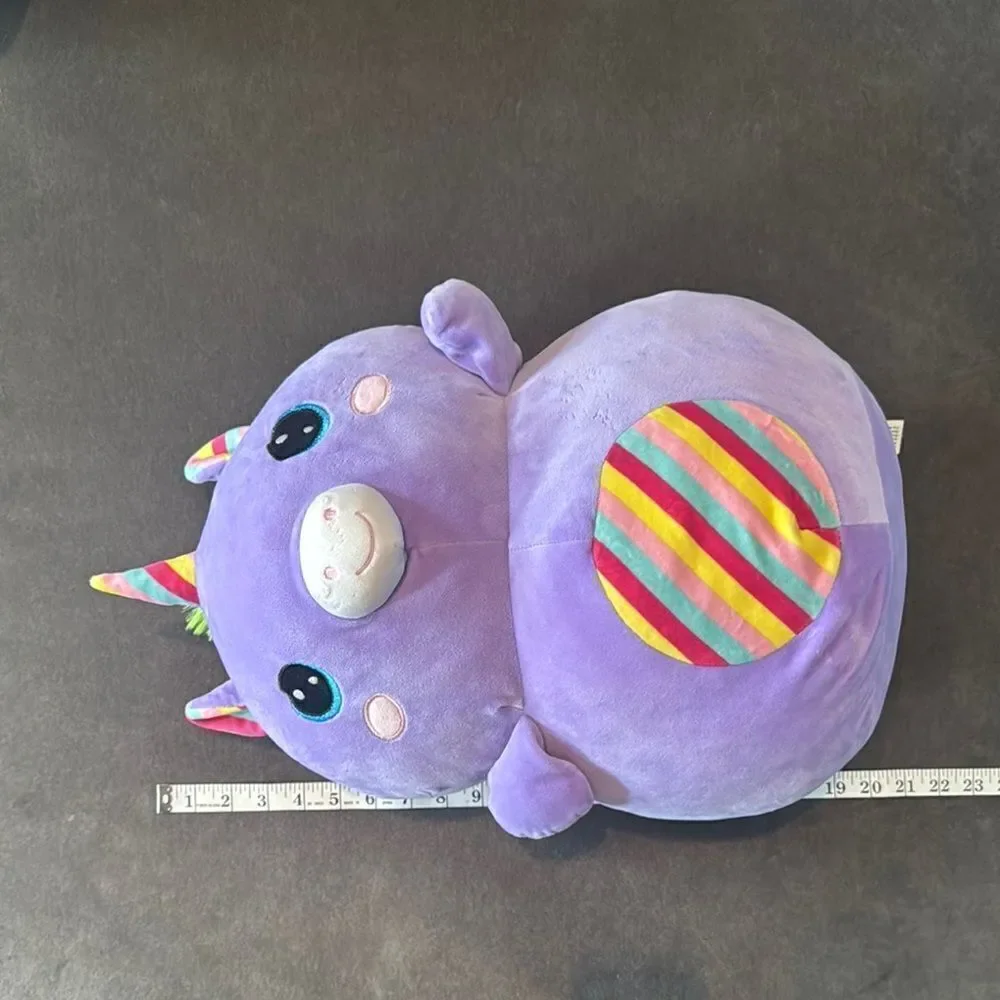 Kids Purple Unicorn Animal Plush Toy Rainbow Belly Tail Mane and Horn Super Soft